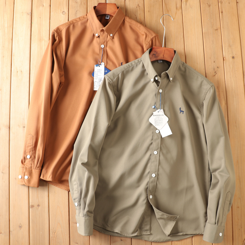 男士纯色百搭长袖衬衫潮