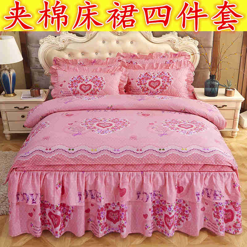 婚庆风加棉席梦思床2米四件套