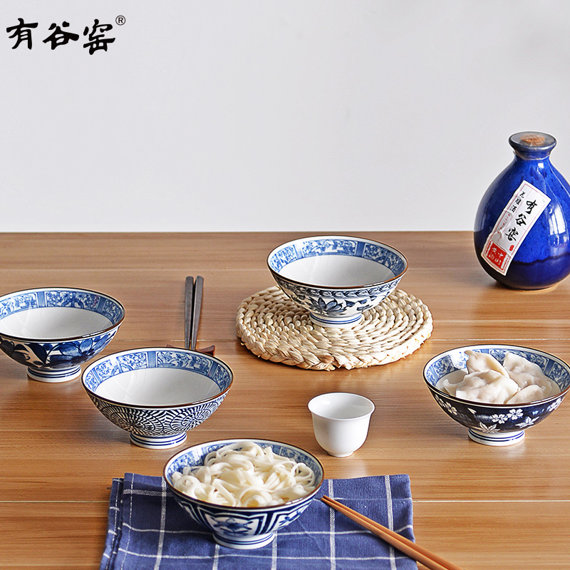 有谷窑日本进口蓝染礼盒五入碗