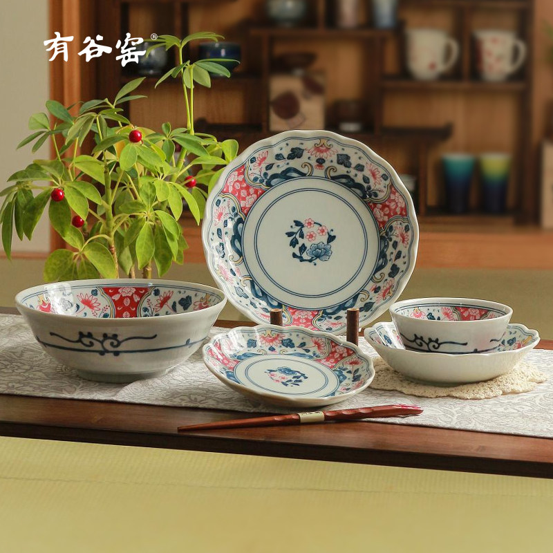 原装进口釉下彩陶瓷餐具饭碗菜盘图片