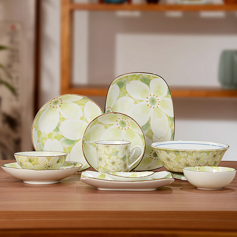 有谷窑日本进口粉海棠乔迁餐具套装家用釉下彩陶瓷碗菜盘碗礼盒装,餐饮具,餐具瓷器套装,淘宝优惠券,粉丝福利购,淘宝优惠卷