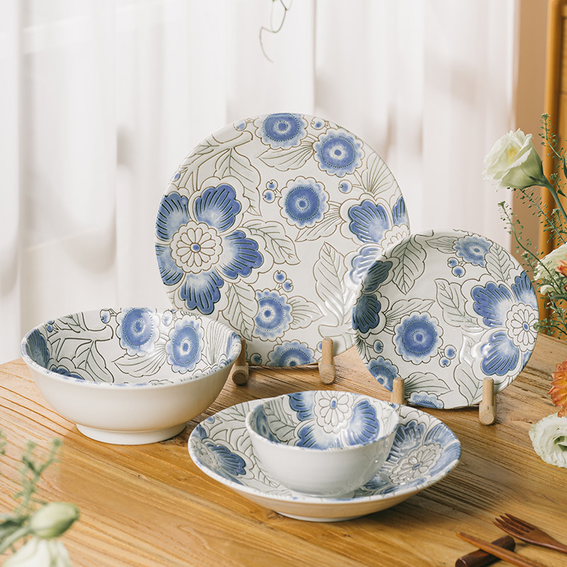 有谷窑日本进口拨水牡丹餐具系列饭碗面碗盘碗盘餐具日式面碗菜盘,餐饮具,餐具瓷器套装,淘宝优惠券,粉丝福利购,淘宝优惠卷