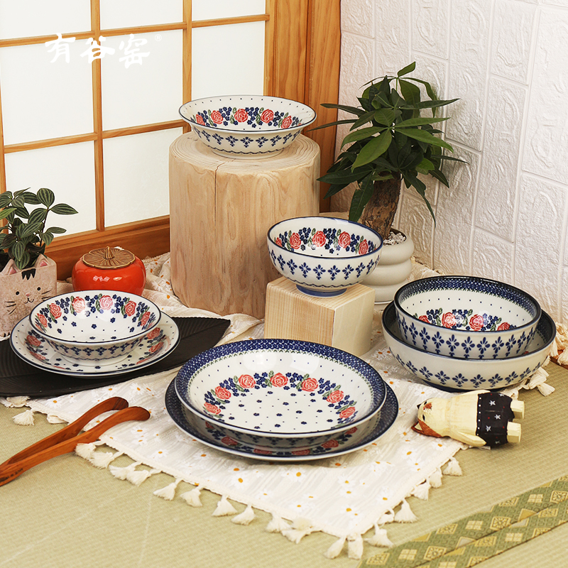 有谷窑波兰蔷薇釉下彩陶瓷餐具