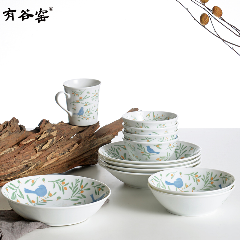 蓝雀橄榄陶瓷餐具礼盒胖东来同款