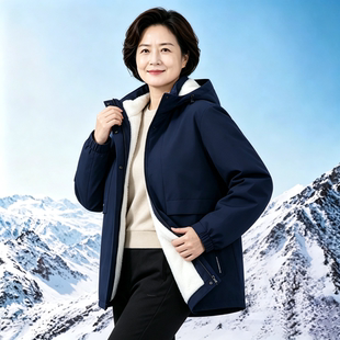 女士皮毛一体外套纯羊毛内胆棉袄户外保暖防风真皮皮衣羊羔毛棉服
