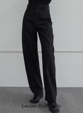 廓形羊毛混纺西装裤 / 黑色 LAUGH OUT LOUD