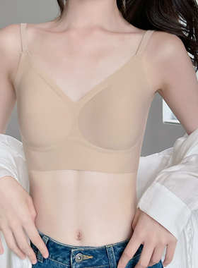 【隐形无痕神器】米图粉底液内衣女不透色无钢圈大胸显小背心文胸