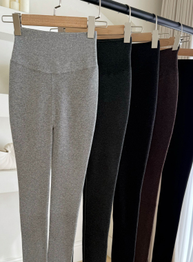 米图黑标金棉！分段美腿显瘦连裤袜女加绒秋冬九分打底裤厚黑灰色
