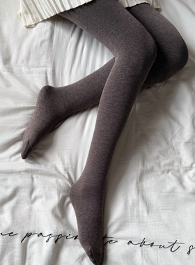 米图金棉咖色美拉德咖啡棕色加绒加厚打底袜秋冬连裤袜/踩脚/九分