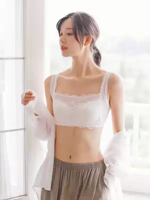 Mitu bandeau mulberry silk underwear anti-glare no steel rim thin section big chest show small lace gathered bra female