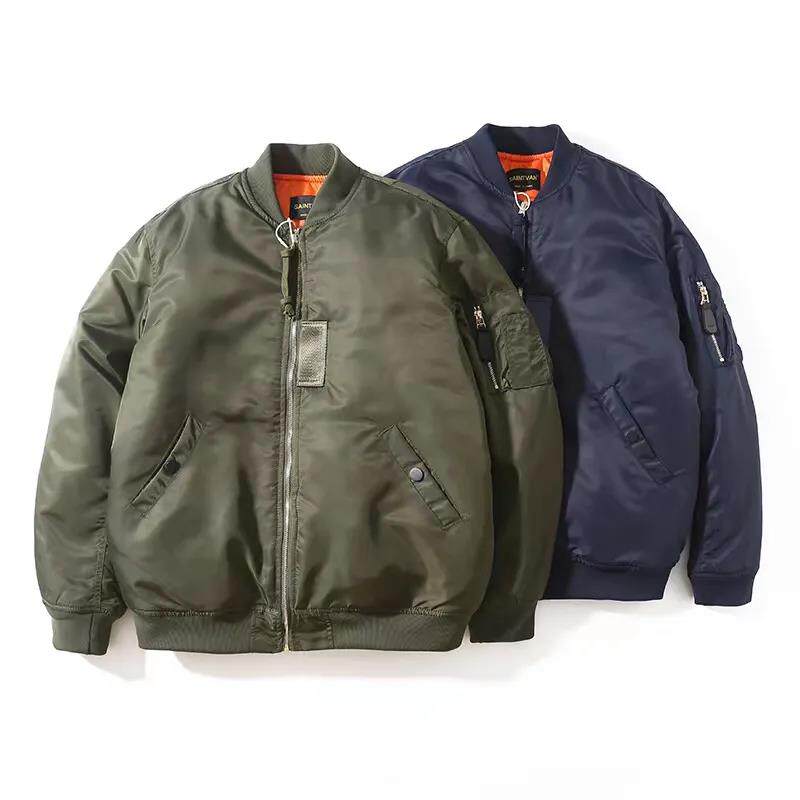 美式空军ma1飞行员夹克军绿色冬季加绒加厚复古棒球棉服 棉袄男潮