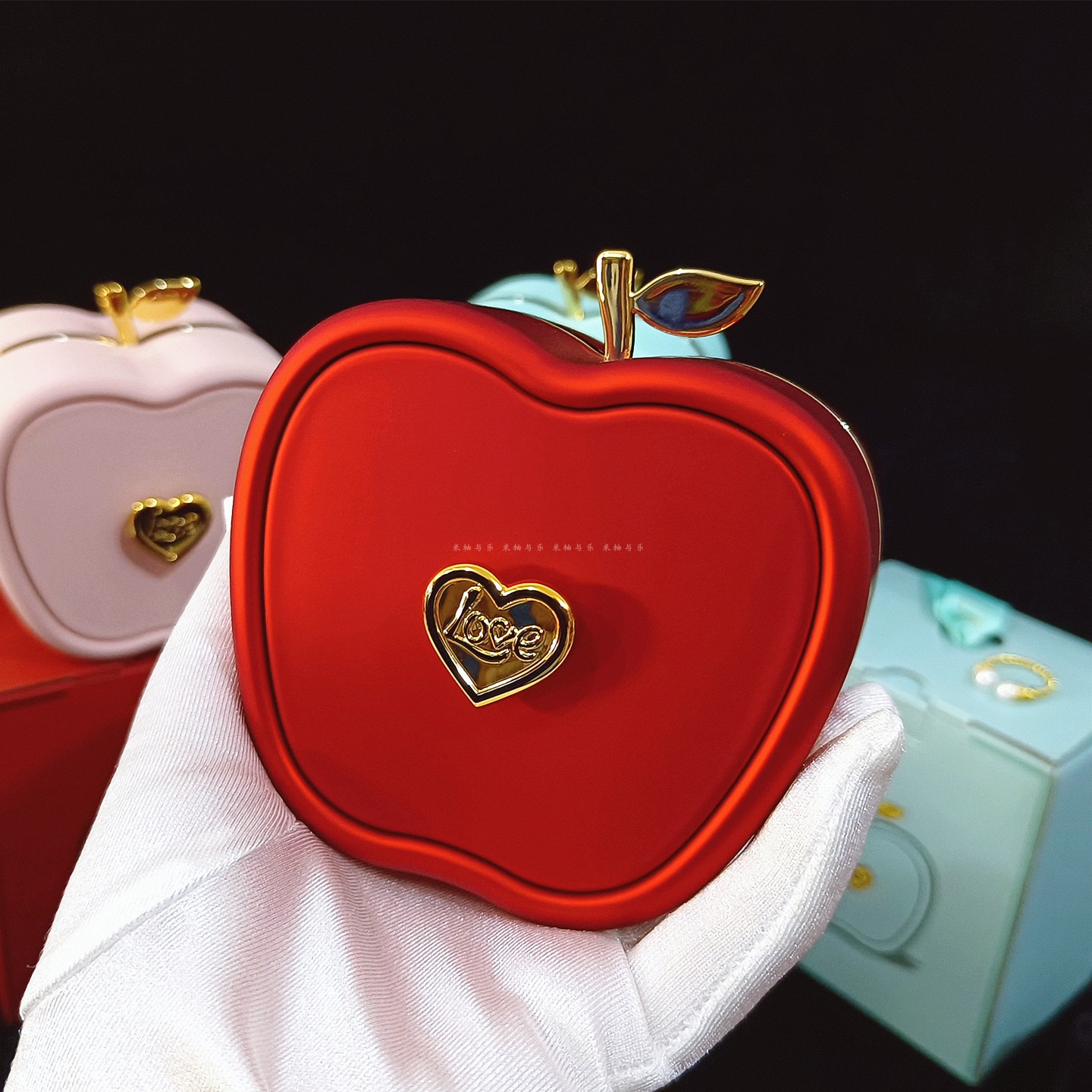 圣诞节创意苹果首饰盒子高档可爱小苹果造型项链戒指耳环珠宝包装