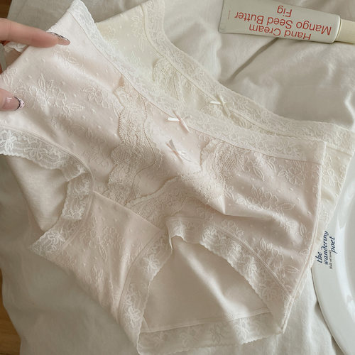 法式蕾丝中腰抑菌裆透气女三角裤