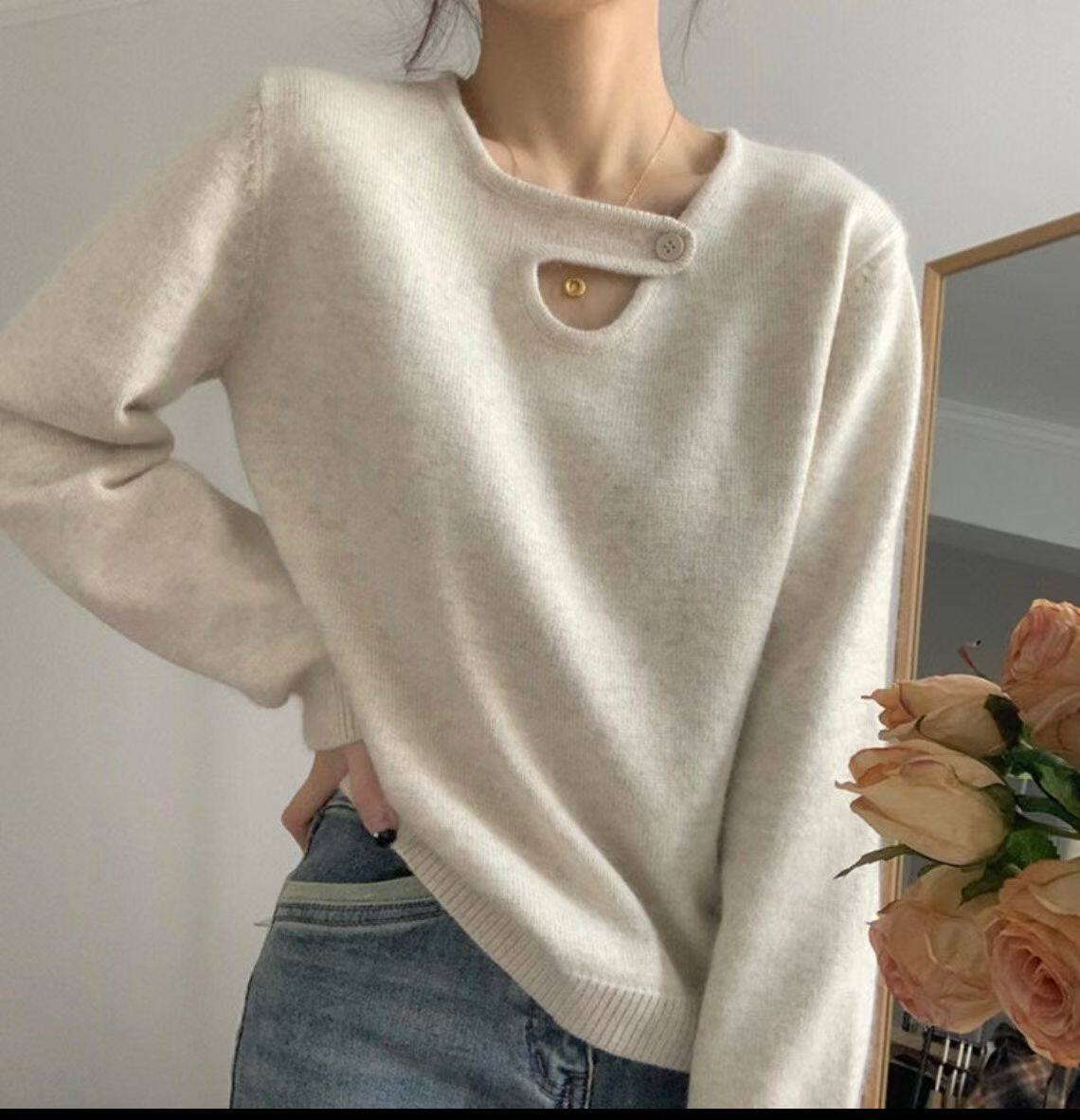 2025新款法式针织衫毛衣女韩系复古慵懒风设计感小众内搭打底上衣