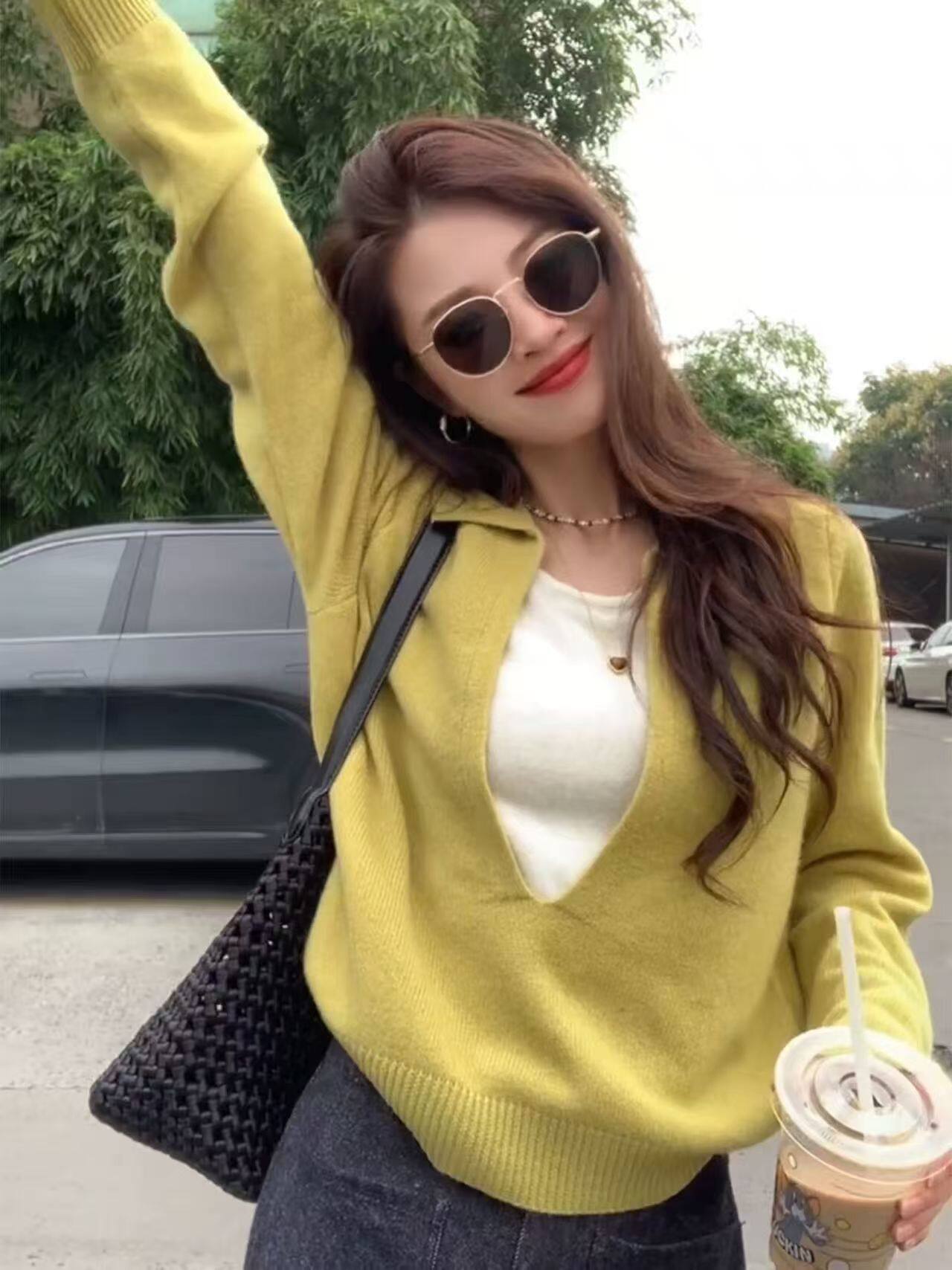 2025新款韩版软糯糯爱心毛衣女秋冬新款慵懒风宽松显瘦套头针织衫