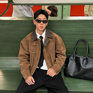 【巴恩风 飞机扣】美式复古工装夹克外套秋季潮牌男士设计感上衣