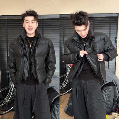 【直播间同款】潮流个性时尚立领棉服男冬季新品加厚防风保暖外套
