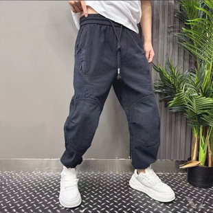 潮流男士 百搭时尚 束脚牛仔裤 拼接拉链立体设计款 2025秋季 长裤 新款