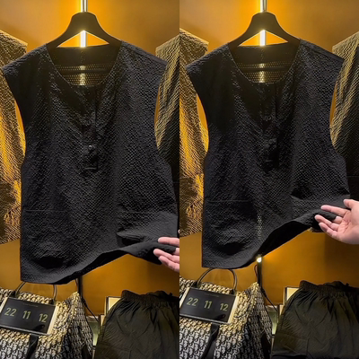夏季薄款潮牌舒适透气砍袖背心