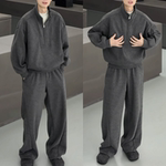 直播同款冬季半拉链简约加绒卫衣套装男保暖休闲两件套潮牌高品质