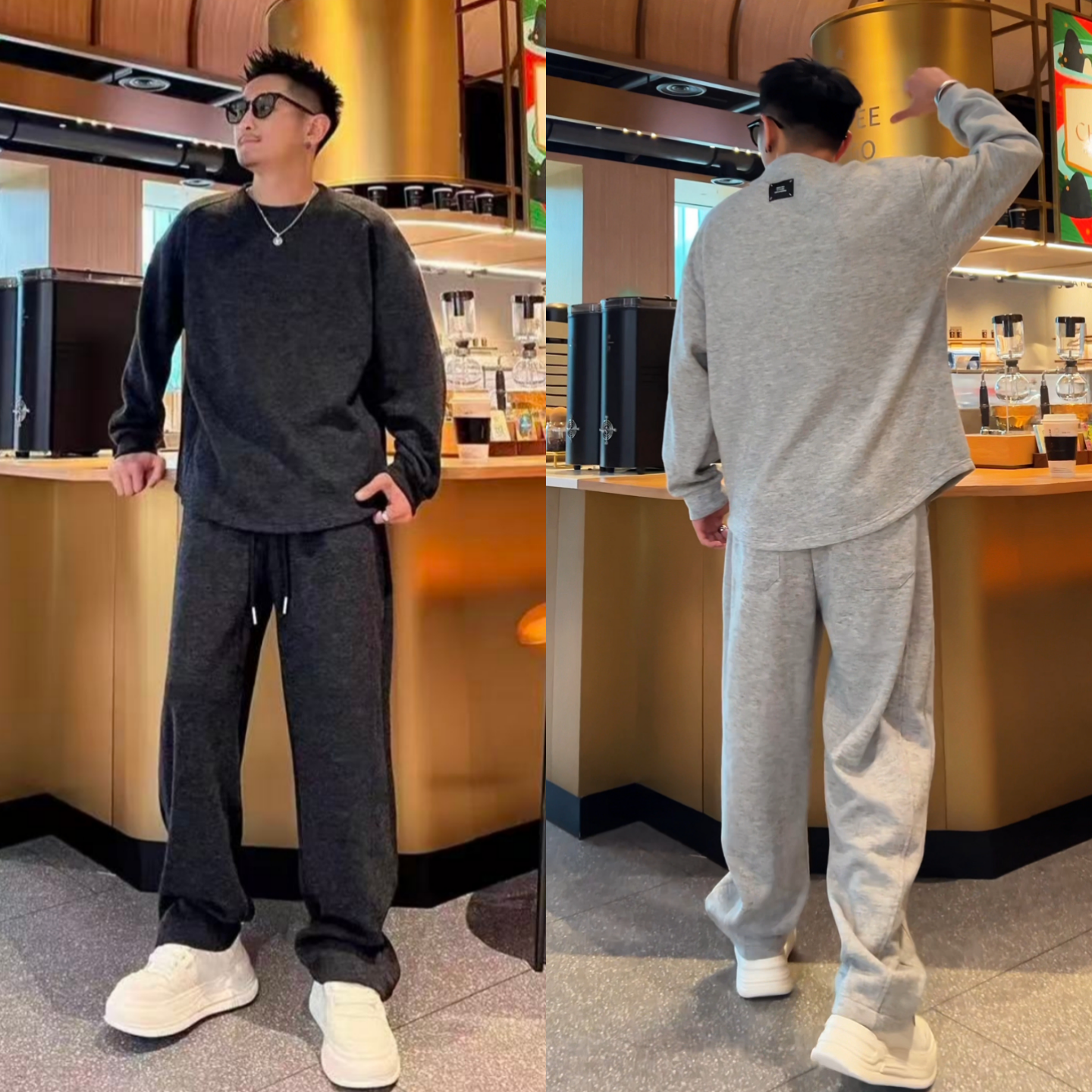 秋冬新款加厚松弛感时尚男卫衣卫裤秋季舒适净版立体剪裁休闲套装