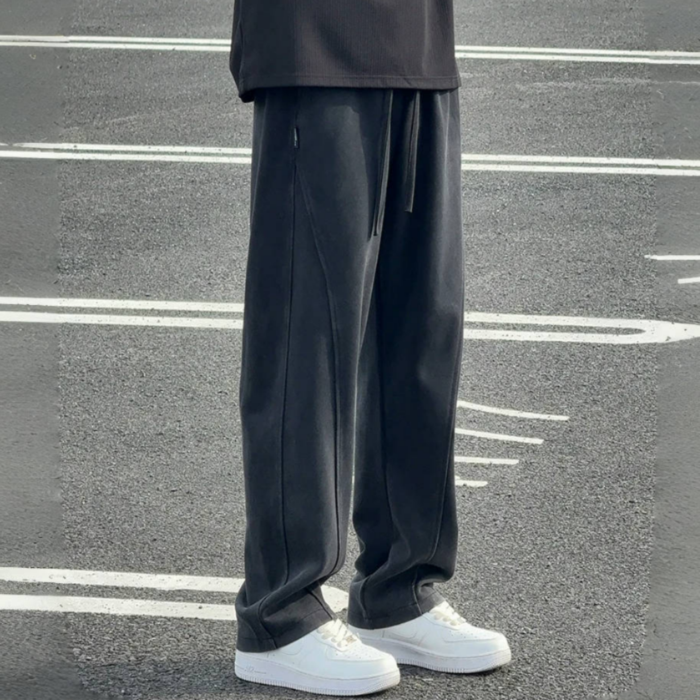 水洗灰做旧卫裤秋季新款垂坠感男女慵懒松弛感直筒裤裤休闲运动裤