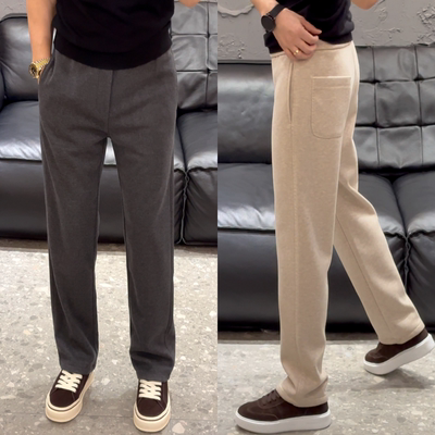 极简风男士冬季羊毛直筒休闲裤