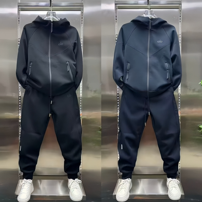2025秋季男士连帽休闲拉链开衫潮牌百搭束脚两件套运动套装男女款