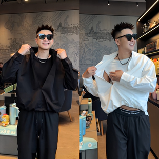 收底摆衬衣男女款 直播间同款 极简假两件背心衬衫 新款 潮牌上衣 秋季