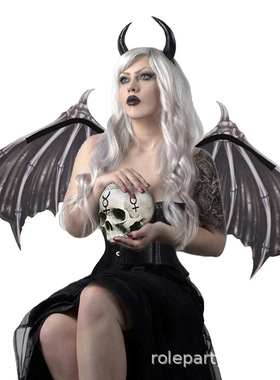 跨境万圣节狂欢舞会道具创意可折叠黑白色无纺布恶魔骨头翅膀