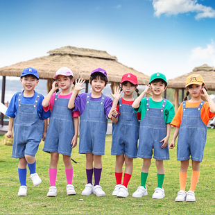 六一儿童节演出服幼儿园合唱夏季毕业照小学生啦啦队牛仔短裤套装
