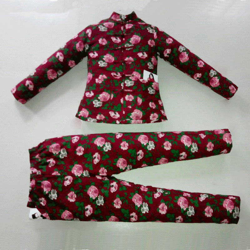 女手工棉衣棉裤套装棉花棉服加厚棉袄纯棉东北大花居家服修身暖和
