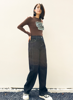 香依雅园 2025秋季新款200斤大码九分牛仔裤高腰显瘦直筒裤58081