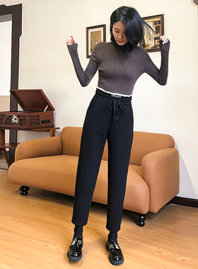 香依雅园 2025冬季新款200斤大码高腰休闲宽松直筒哈伦裤69035-1