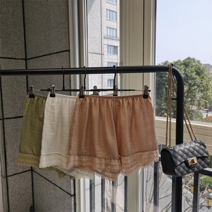 海岛丝蕾丝打底裤宽松大码三分裤居家防走光安全裤女生夏季薄款