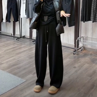 2025秋冬新款加厚奥粒绒甜椒裤女宽松显瘦垂感阔腿拖地裤弯刀裤子