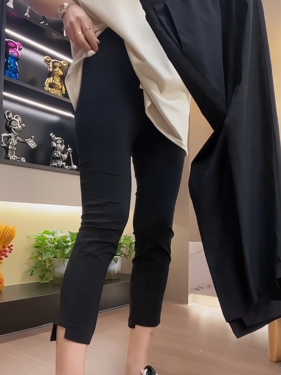 欧货大码速干裤纸皮裤黑色面膜裤