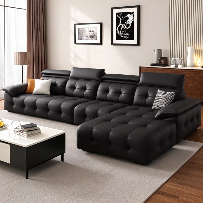 劳伦斯头层牛皮沙发2025新款意式极简大户型轻奢直排真皮沙发客厅