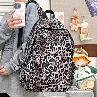 百搭大容量双肩包女豹纹森系初高中学生书包2026新款休闲通勤背包