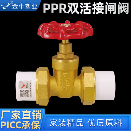 金牛全铜闸阀ppr管自来水管阀门开关4分20管6分25双活接1寸32热熔