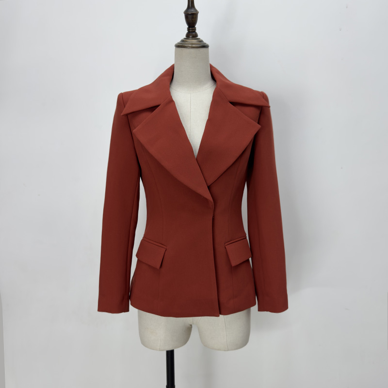 枣红色西装外套修身显瘦春秋新款