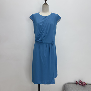 孔雀绿妈妈装针织无袖连衣裙夏季薄款荷叶边高档凉爽裙子品牌折扣