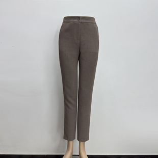 薄款 夏季 品牌折扣清仓小码 西装 浅棕色休闲九分小脚裤 裤 职业通勤装