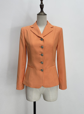 橘黄色西装春秋薄款职业外套工作服橙色休闲修身西服品牌折扣清仓