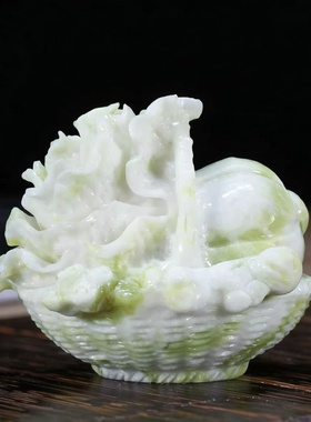 天然玉石雕刻白菜一揽佰菜摆件开业礼品家居办公室乔迁装饰品摆设