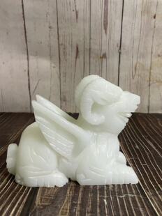 天然白玉上古神兽白泽摆件山海经神兽家居客厅酒柜办公室装饰摆设