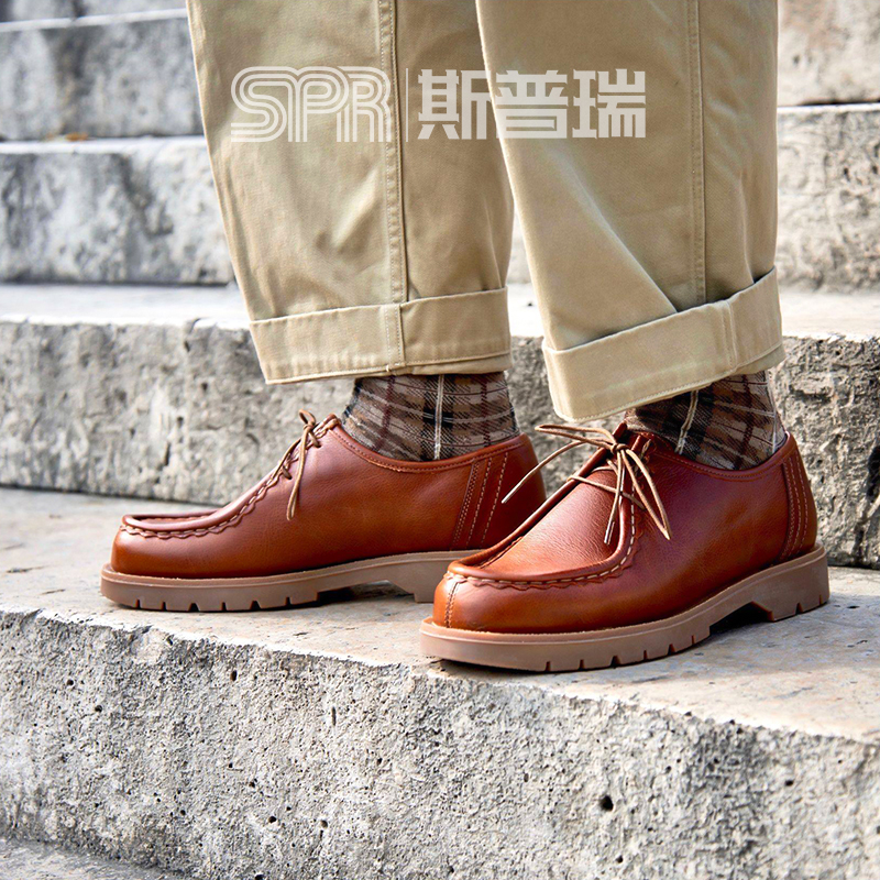 法国产oak复古风牛皮莫卡辛鞋