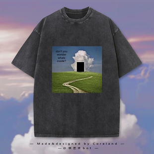 Coreland原创设计梦核怪核池核周边大码 T恤创意图案春夏宽松短袖
