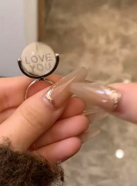 LOVE旋转告白戒指爆款情侣款高级简约时尚旋转戒指礼物创意惊喜