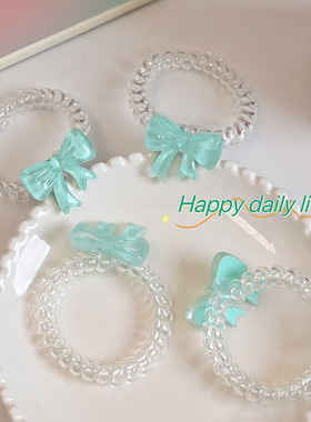 薄荷曼波绿蝴蝶结电话线发圈手链送闺蜜皮筋女头绳高弹力耐用